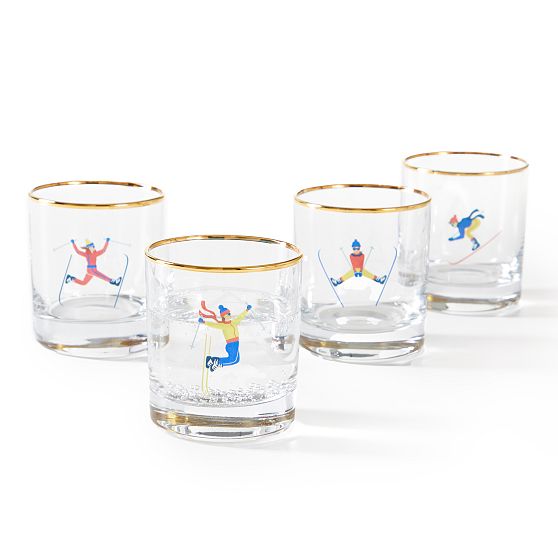 Skier Rocks Glasses, Set of 4