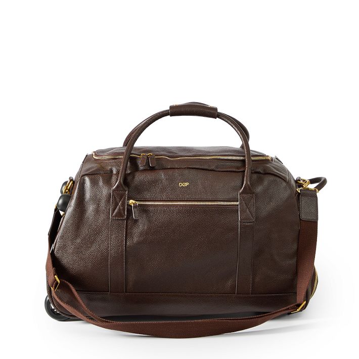 Harvey Leather Carry On Rolling Duffle Bag Mark and Graham