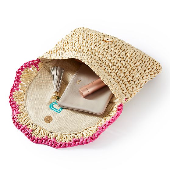 Scalloped Raffia Clutch