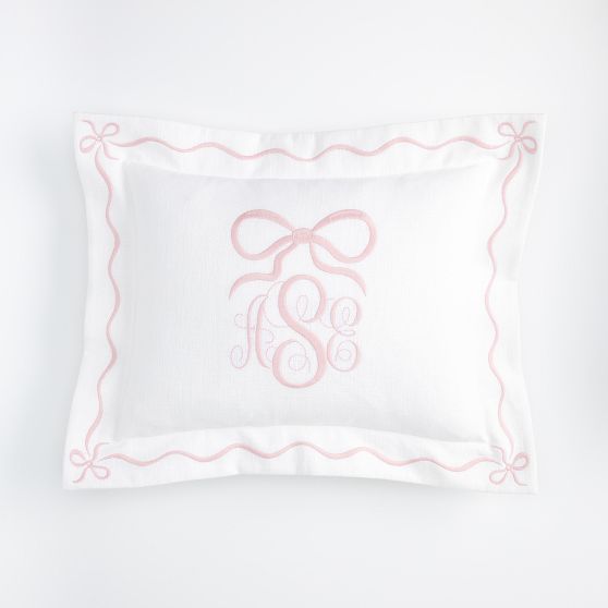 Bespoke Embroidered Bow Pillow Cover