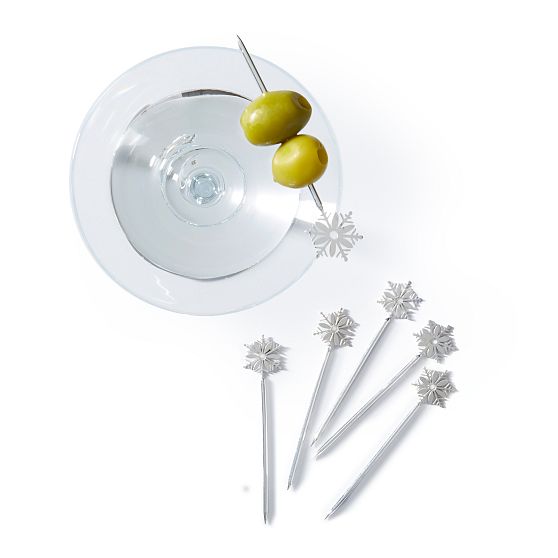 Silver Snowflake Cocktail Picks, Set of 6