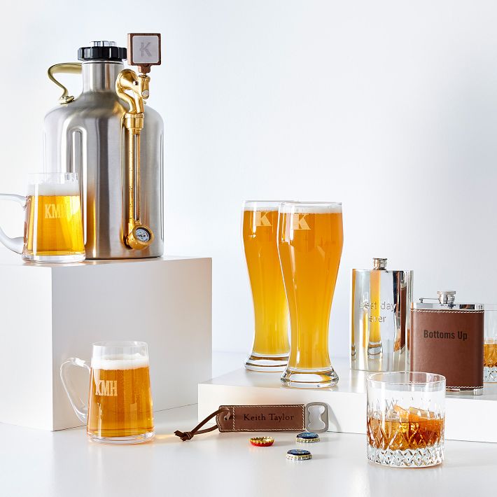 Personalized Leather Wrapped Flask Mark And Graham