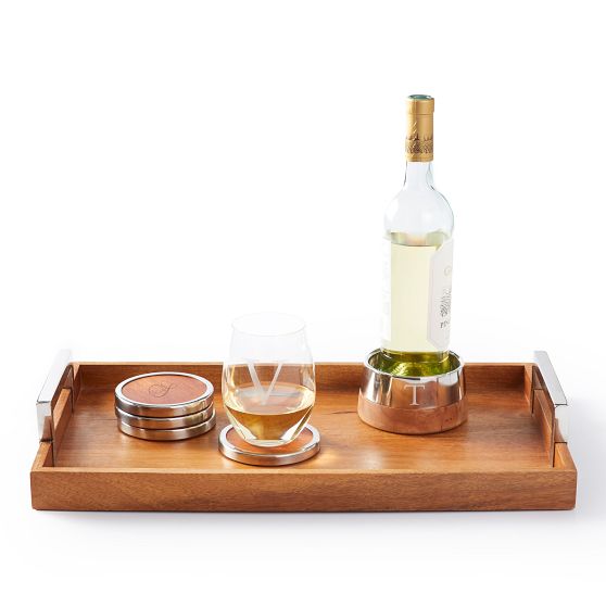 Wood and Silver Wine Holder