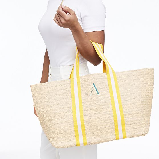 Oversized Ribbon Straw Beach Tote