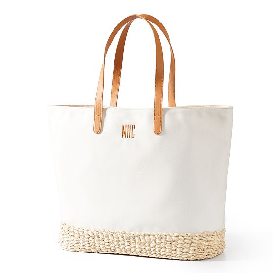 Canvas and Raffia Tote