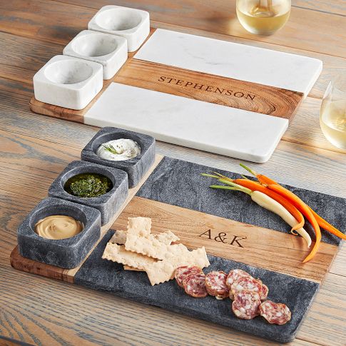 Pentagon Gray Marble & Wood Serving Platter | Geometric Stone Cutting sold Board