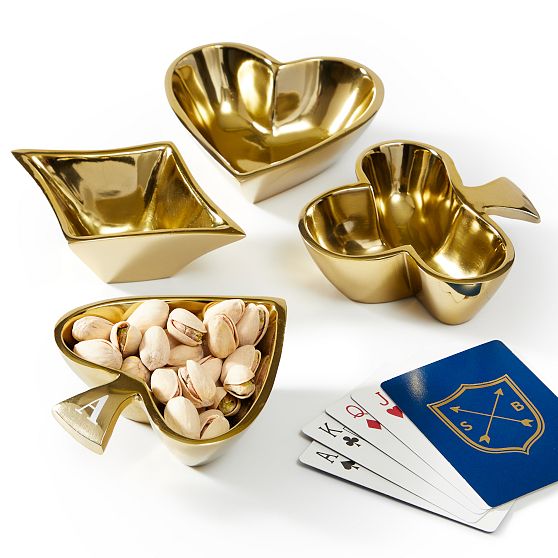 Gold Poker Snack Bowls, Set of 4