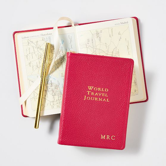 Leather Bound World Travel Journal