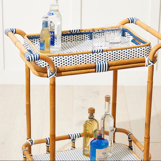 Rattan Bistro Bar Cart