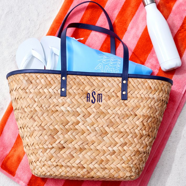 Striped Palm Leaf Tote