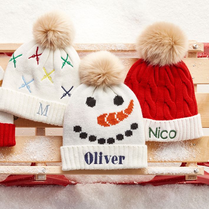 Baby + Kids Snowman Pom Pom Hat