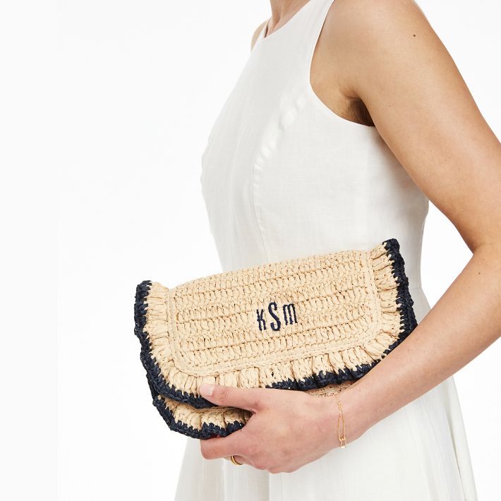 Sofia Ruffle Raffia Crossbody Bag Pink