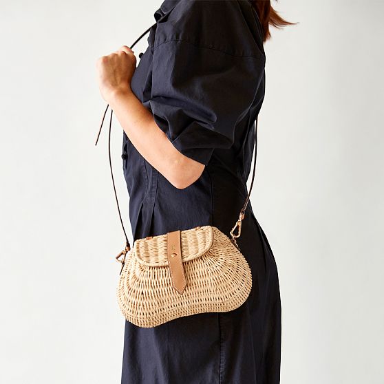 Wicker and Leather Crossbody