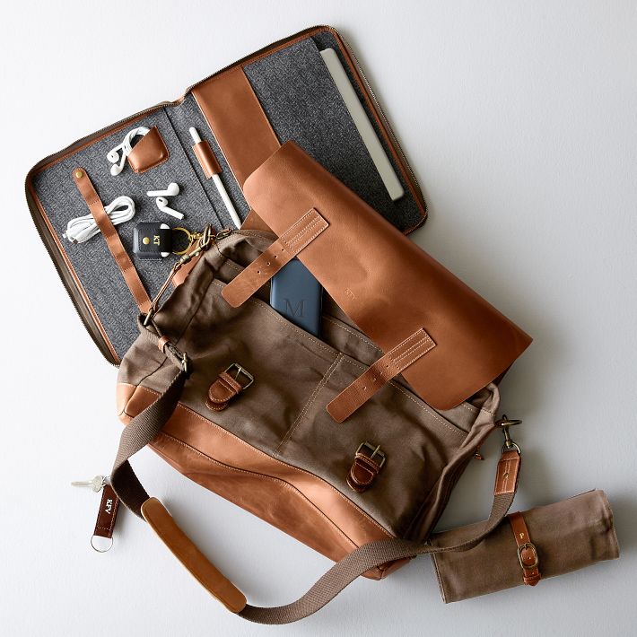 Made To Order*** Men's 2024 Waxed Canvas MESSENGER / Tech Bag, WAXED Canvas and Vegan Leather Tech Bag, Laptop Bag, Custom LAPTOP Messenger Case