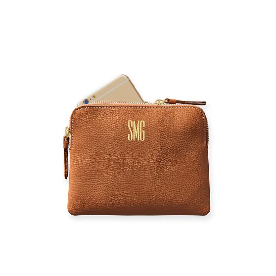 Monogrammed leather pouch sale