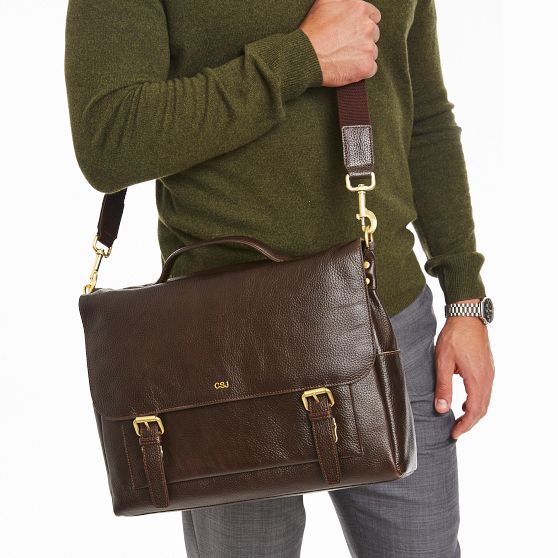 Leather briefcase messenger bag online