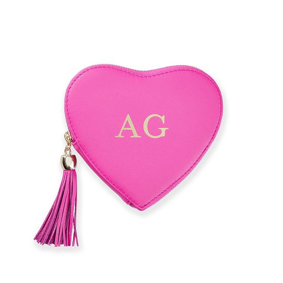 Heart Leather Tassel Zipper Pouch