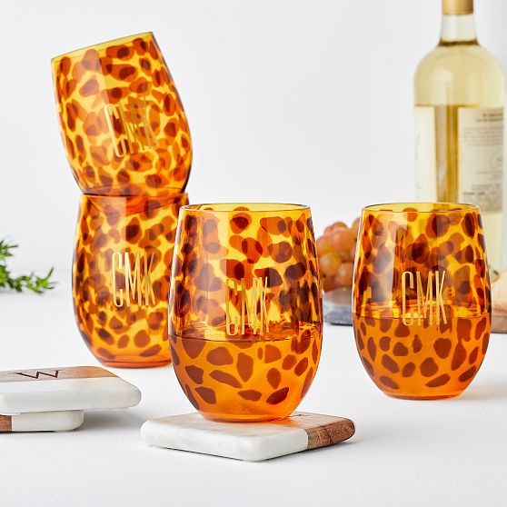 Animal Print Outdoor Stemless Wine Glasses