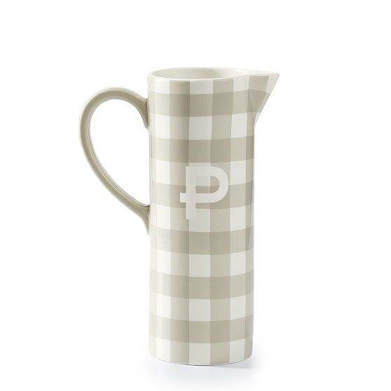 Gingham Ceramic Pitcher