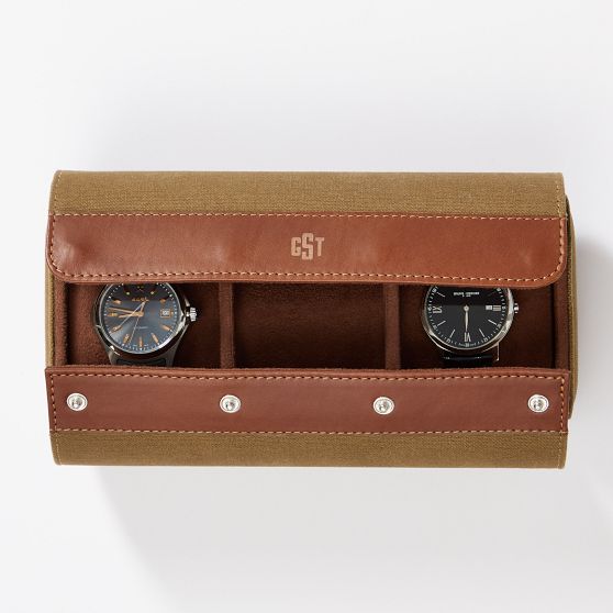 Mercer Waxed Canvas Travel Watch Roll Triple Khaki