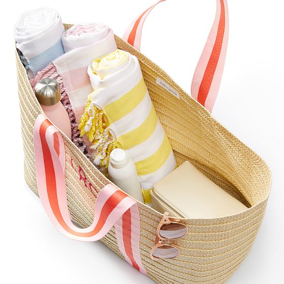 Oversized Ribbon Straw Beach Tote