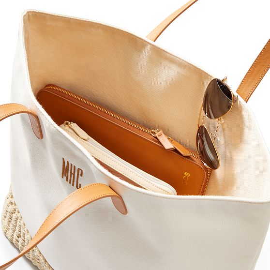 Canvas and Raffia Tote