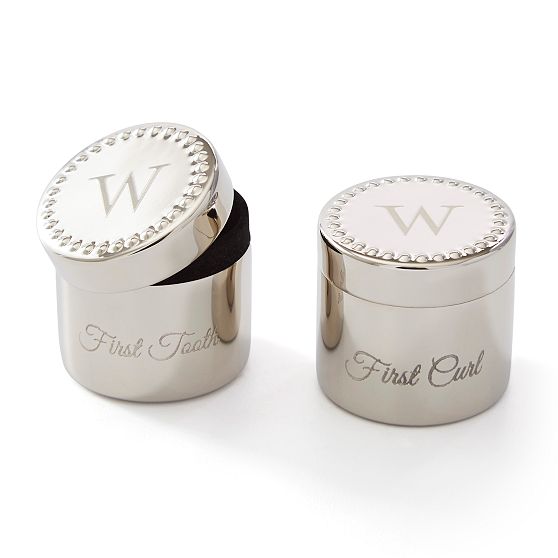 Silver Baby Keepsake Boxes, Set of 2