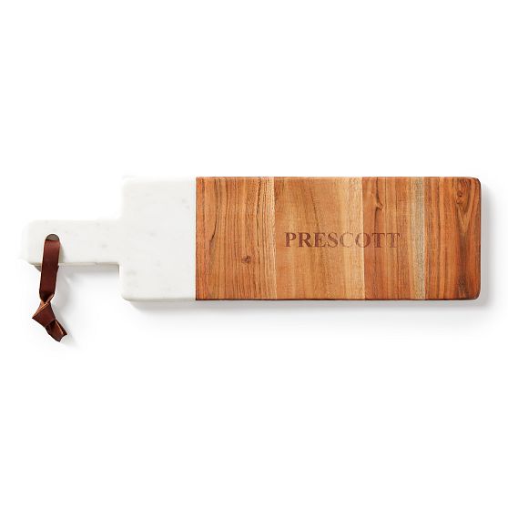 Wood and Marble Long Paddle Cheese Board