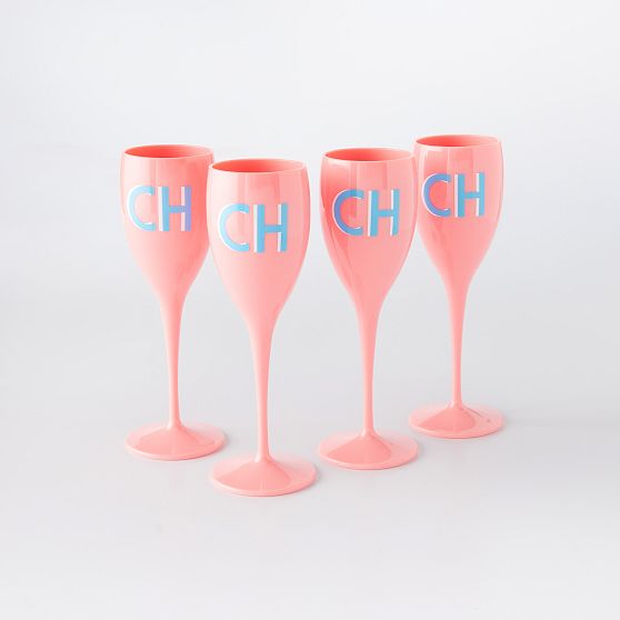 Acrylic Stemmed Champagne Glasses, Set of 4