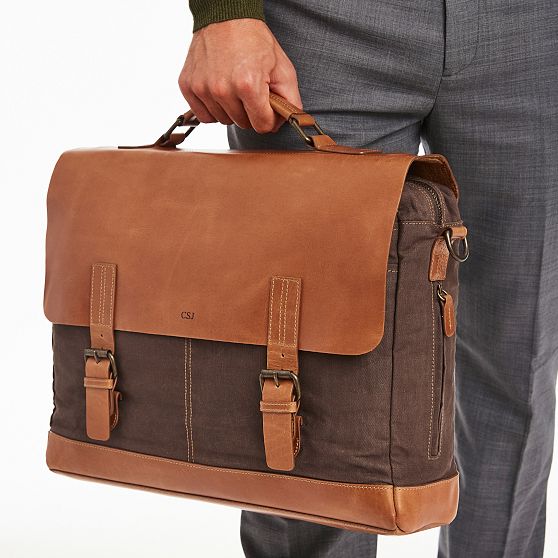 Beckett Waxed Canvas and Leather Messenger Briefcase