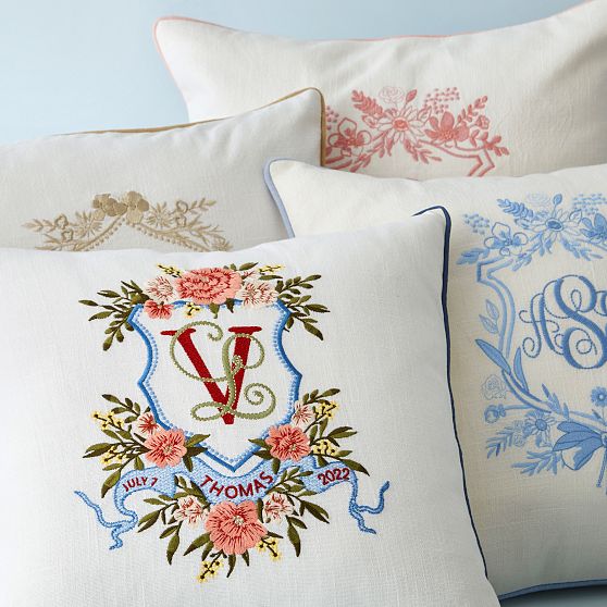 Bespoke Embroidered Crest Pillow Cover