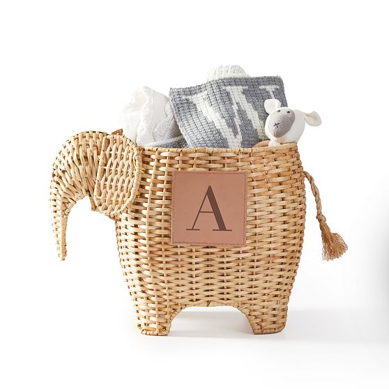 Elephant Wicker Basket, Set of 2