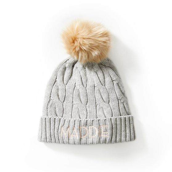 Kids Cable Knit Pom Pom Hat