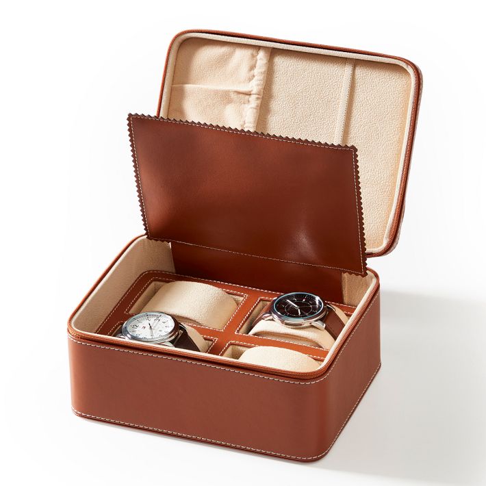 Real leather watch box hotsell