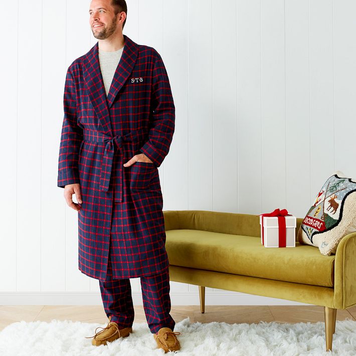 Men's Classic Plaid Monogrammed Robe | Mark and Graham