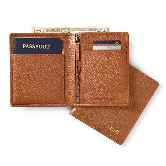 Orange Set of Real Leather Passport Cover and online Card Case