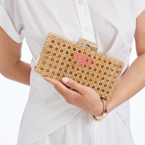 Rattan Hardshell Clutch