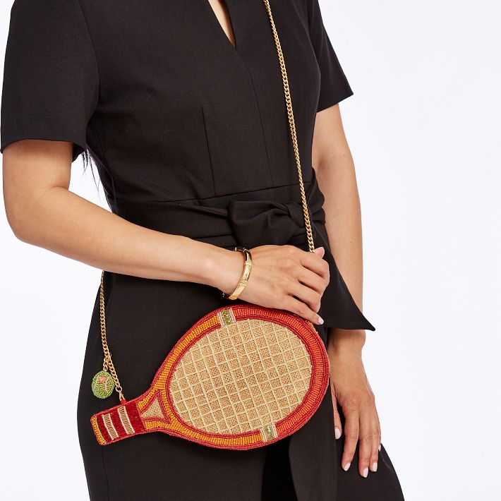 Beaded Tennis Racket Crossbody Bag