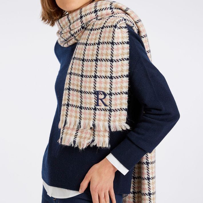 Italian Houndstooth Plaid Blanket Scarf