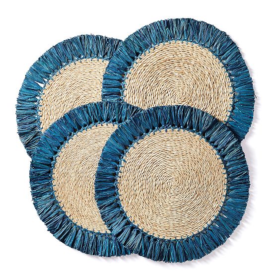 Raffia Fringe Chargers, Set of 4