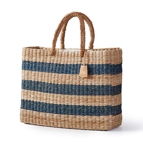 Striped Seagrass Beach Bag