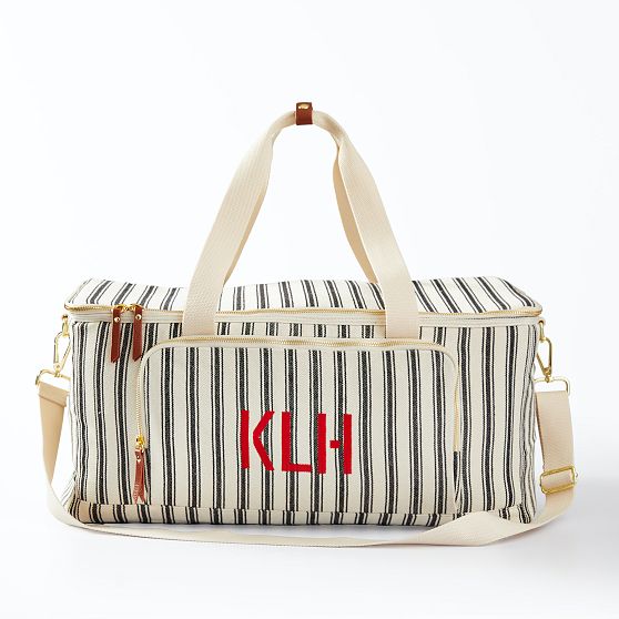 Striped Zip Top Cooler Box Tote