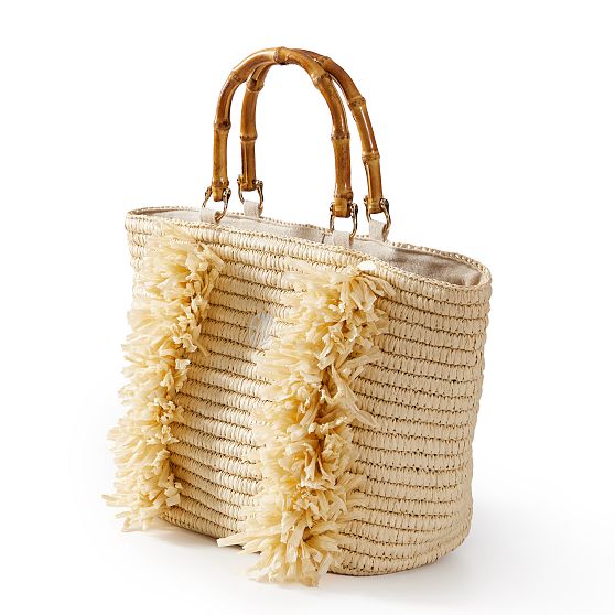 Bamboo Straw Fringe Beach Bag