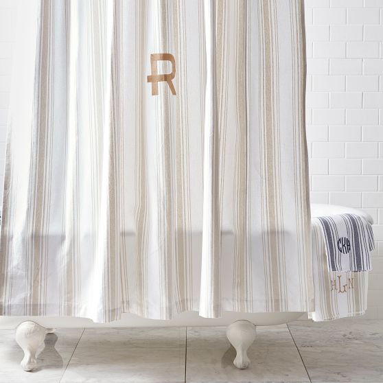 French Stripe Cotton Shower Curtain