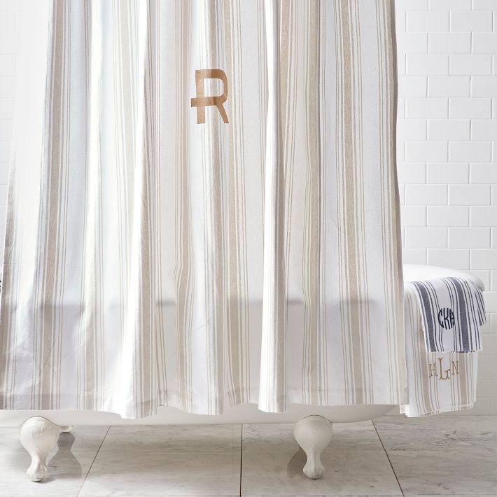 French Stripe Cotton Shower Curtain