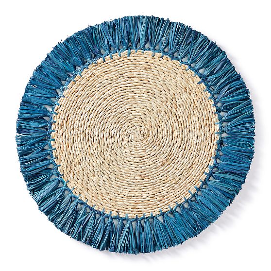 Raffia Fringe Chargers, Set of 4