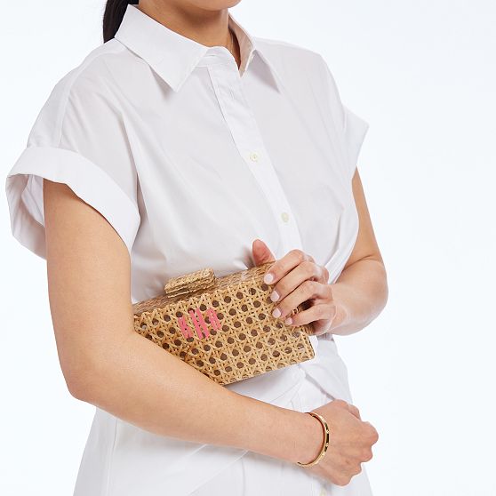 Rattan Hardshell Clutch