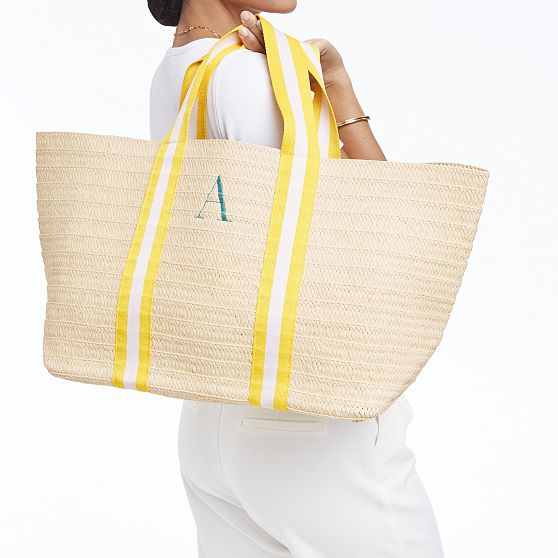 Oversized Ribbon Straw Beach Tote