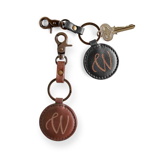 Italian Leather Circle Key Fob