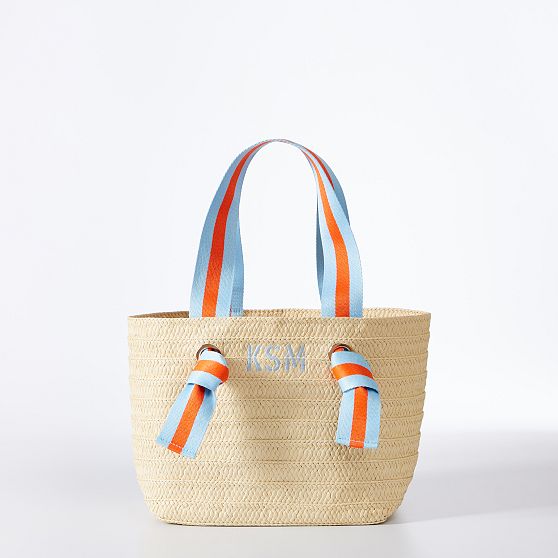 Ribbon Straw Beach Tote